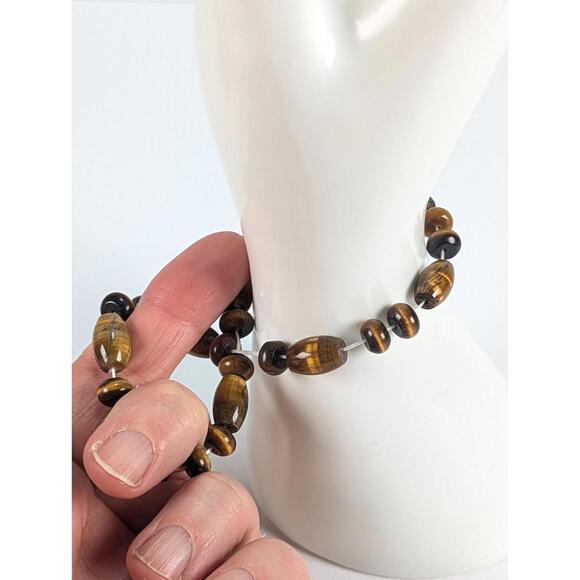 Tiger's Eye Beaded Bracelet Healing Chakra Protection Men Women Flexible - Picture 5 of 9